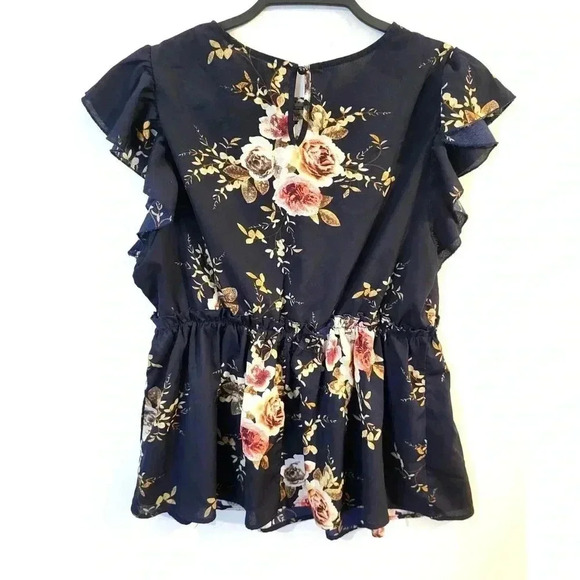 SHEIN Maternity Floral Print Ruffle Trim Peplum Top‎ - Picture 2 of 4